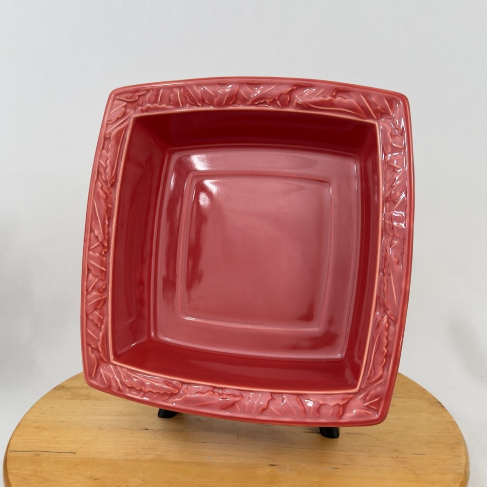 Dansk Craftmark Leafmark Poppy Red Square Casserole Dish Baking Ware Portugal
